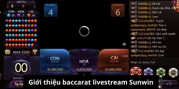Baccarat livestream Sunwin là sản phẩm giải trí lôi cuốn
